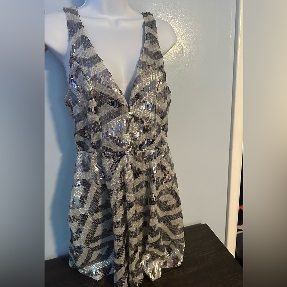 Silver sequin dress